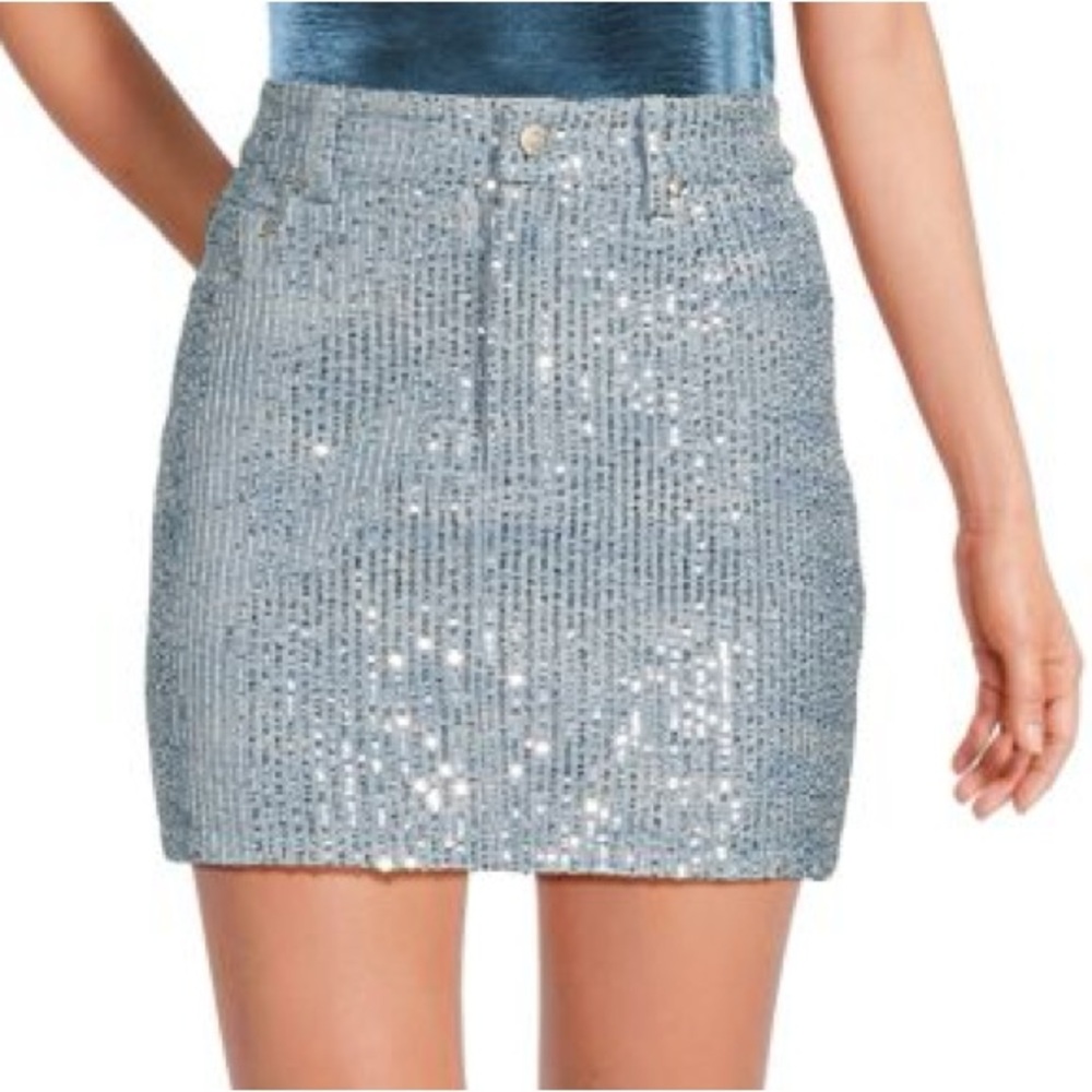 Walter Baker Sparkling Silver Mini Skirt
